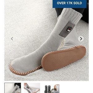 Sharper Image Gray Thermal Socks with Tan Soles